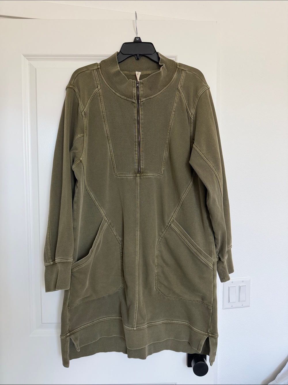Olive Utility Half-Zip Long Jacket